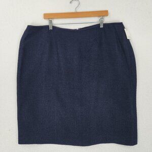 Calvin Klein Skirt Womens 20W Navy Blue Textured Tweed Lined Pencil Career NEW
